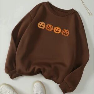 NWOT - Women’s Casual Crew Neck Long-sleeve Halloween Pumpkin Print Sweatshirt